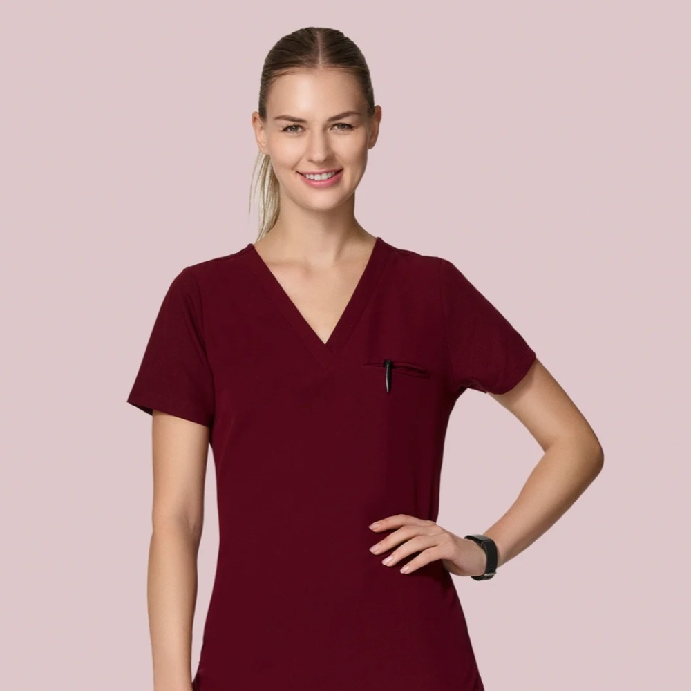 Mandala One pocket Scrub Top (Burgundy)